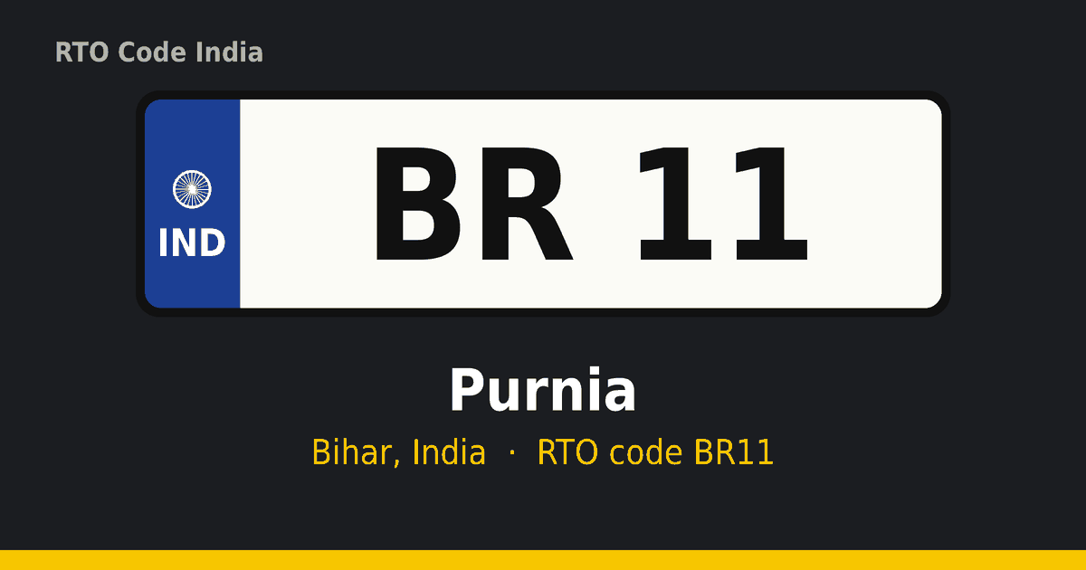 BR11 आरटीओ नंबर प्लेट – Purnia, बिहार