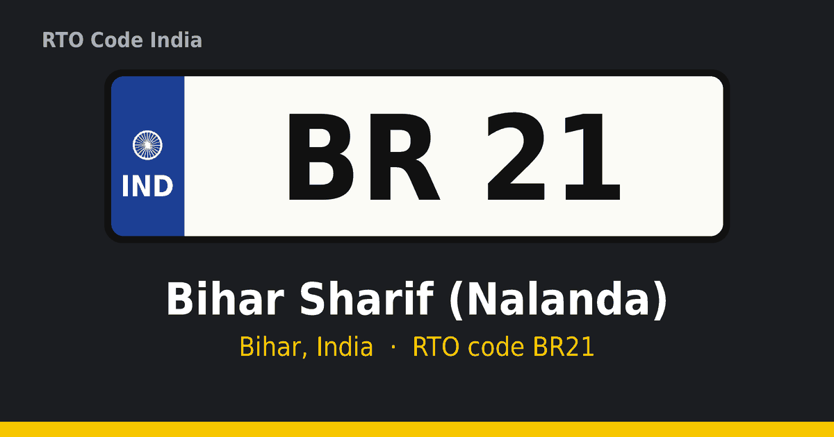 BR21 आरटीओ नंबर प्लेट – Bihar Sharif (Nalanda), बिहार