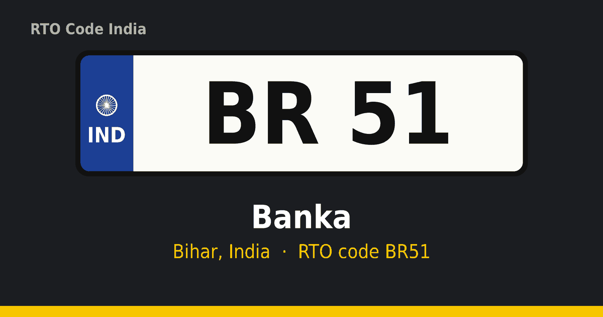 BR51 आरटीओ नंबर प्लेट – Banka, बिहार