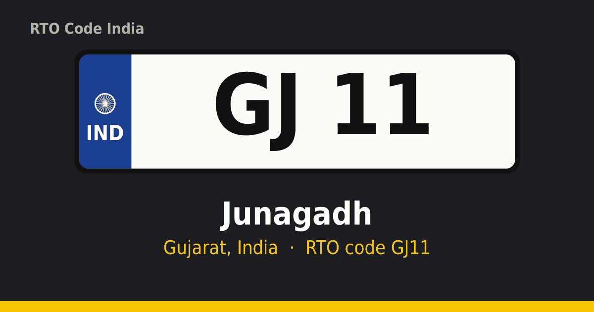 GJ11 આરટીઓ નંબર પ્લેટ – Junagadh, ગુજરાત