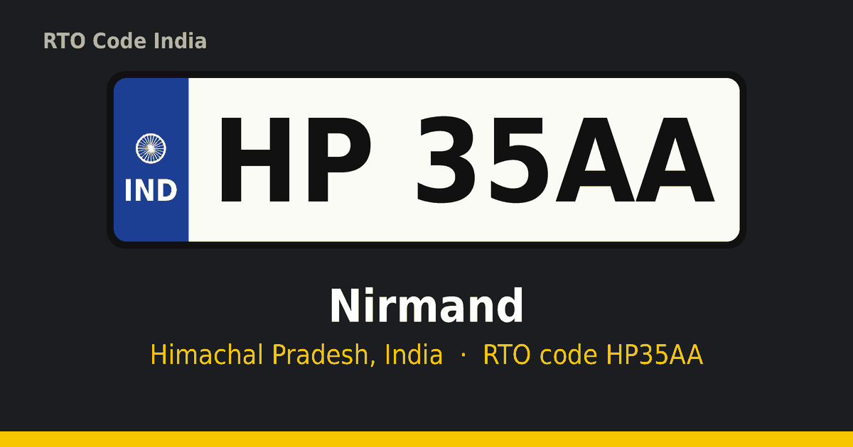 HP35AA आरटीओ नंबर प्लेट – Nirmand, हिमाचल प्रदेश