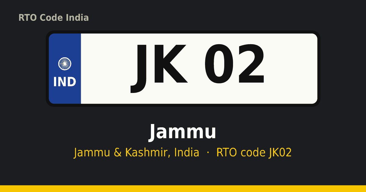 JK02 RTO number plate – Jammu, Jammu & Kashmir