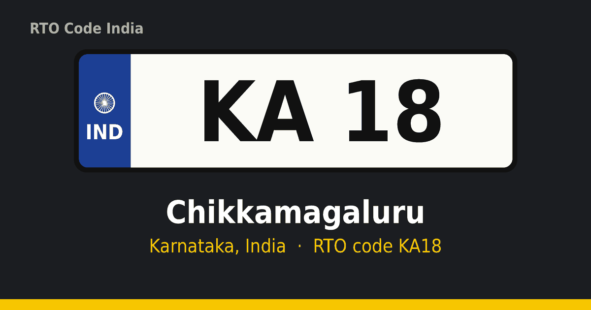 KA18 ಆರ್ಟಿಒ ನಂಬರ್ ಪ್ಲೇಟ್ – Chikkamagaluru, ಕರ್ನಾಟಕ