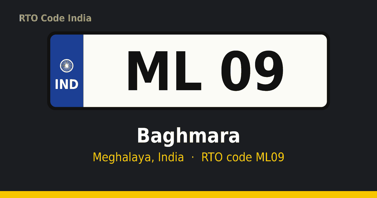 ML09 RTO number plate – Baghmara, Meghalaya