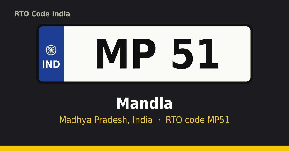 MP51 आरटीओ नंबर प्लेट – Mandla, मध्य प्रदेश