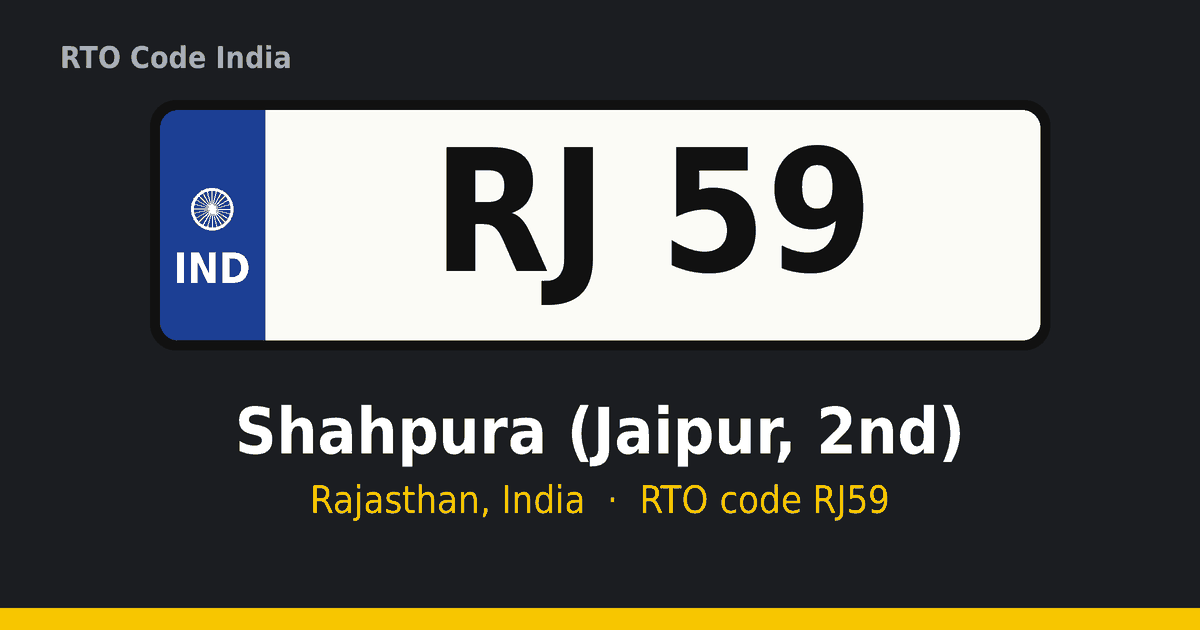 RJ59 आरटीओ नंबर प्लेट – Shahpura (Jaipur, 2nd), राजस्थान