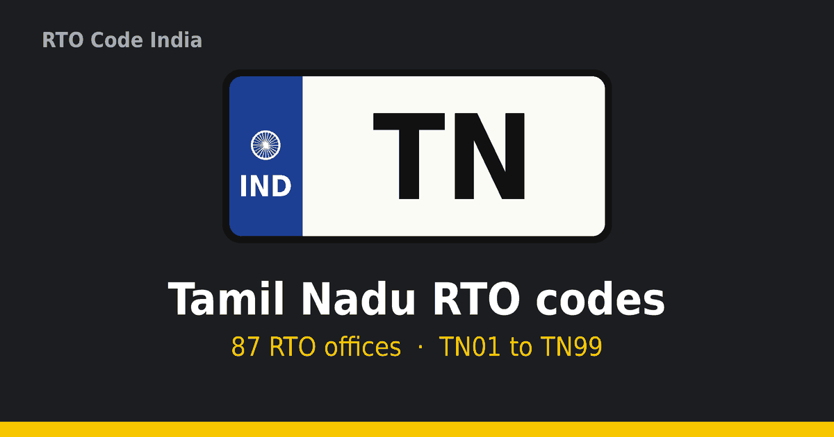 TN – தமிழ்நாடு ஆர்டிஓ குறியீடு இந்தியா